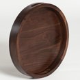 22 x 22 inches Round Ottoman Tray Wooden Solid Serving Tray with Handle