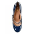 thumbnail image 3 of YDN Women Cute Round Toe Mary Janes Double Buckle Strap Mid Chunky Heels Comfortable Dressy Work Pumps Size 10.5 Navy, 3 of 4