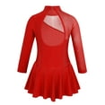 thumbnail image 2 of TSSOE Kids Girls Ballet Dance Gymnastics Unitard Leotard Long Sleeves Keyhole Back Ice Roller Skating Dress Red 8, 2 of 6