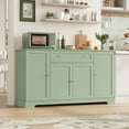 thumbnail image 3 of Homfa 54.3"W Kitchen Sideboard Cabinet with Drawer, 4 Door Buffet Storage Cabinet with Adjustable Shelves, Green, 3 of 7