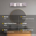 thumbnail image 3 of ET2 Inca 24-Inch 3-Light Bathroom Vanity Light, Xenon, Stainless Steel, 3 of 7