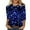 Blue, variant on Women's Fashion Casual Sequin Print Three Quarter Sleeve Round Neck Comfortable T-Shirt Top Black XL