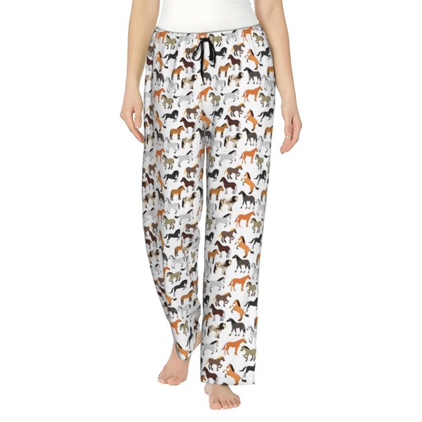 Balery Horse Pantalones de pijama para mujer, pijamas ultraligeros, pantalones de estar por casa-Medium