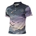 thumbnail image 4 of Men's Halloween Shirts Bat Witch Hat Graphic Short Sleeve Fashion T Shirt Ghost Print Henley Cute Scary Tees 4XL, 4 of 5