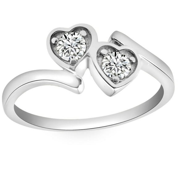 Pompeii 1/3CT Diamond Two Stone Forever Us Heart Ring in White, Yellow, or Rose Gold