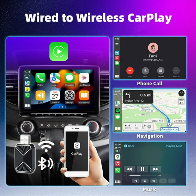 Adaptador Inalámbrico CarPlay Android Auto 2 en 1 Mini AI Adaptador de Caja de Coches WiFi Asistente de Voz para Wired CarPlay Android