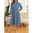 thumbnail image 3 of Vestido de talla grande para mujer Vestido informal con estampado floral de manga larga Romacci Vestido, 3 of 7
