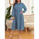 thumbnail image 3 of Vestido de talla grande para mujer Vestido informal con estampado floral de manga larga Irfora Vestido, 3 of 7