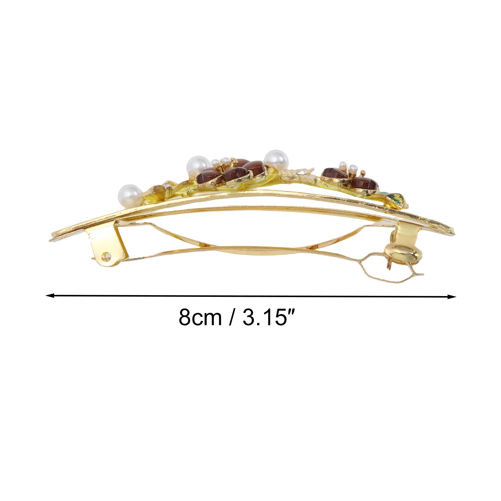 Unique Bargains Faux Crystal Flower Hair Barrettes Fashionable Hairstyles Brown Gold Tone