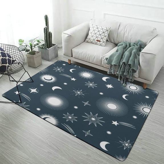 Moon And Star Print Carpet Rug for Home Living Room Bedroom Sofa Doormat Decor Area Rug Non-slip Mat