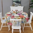 thumbnail image 2 of Pioneer Flower Floral Print Pattern Round Tablecloth 60"x60",Wrinkle Wipeable Table Cloth for Kitchen Dining Room Picnic Patio Party, 2 of 6