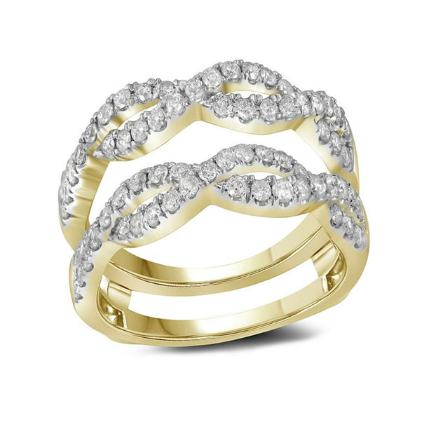 14kt Yellow Gold Diamond Engagement Ring Womens Round Wrap Guard ...
