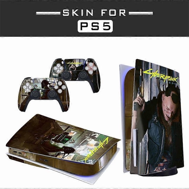 Adhesive Skin - Compatible for PS5 Cover to customize the Console - Removable Vinyl Film - Matte Satin HD Quality (Disk,cyberpunk2077)