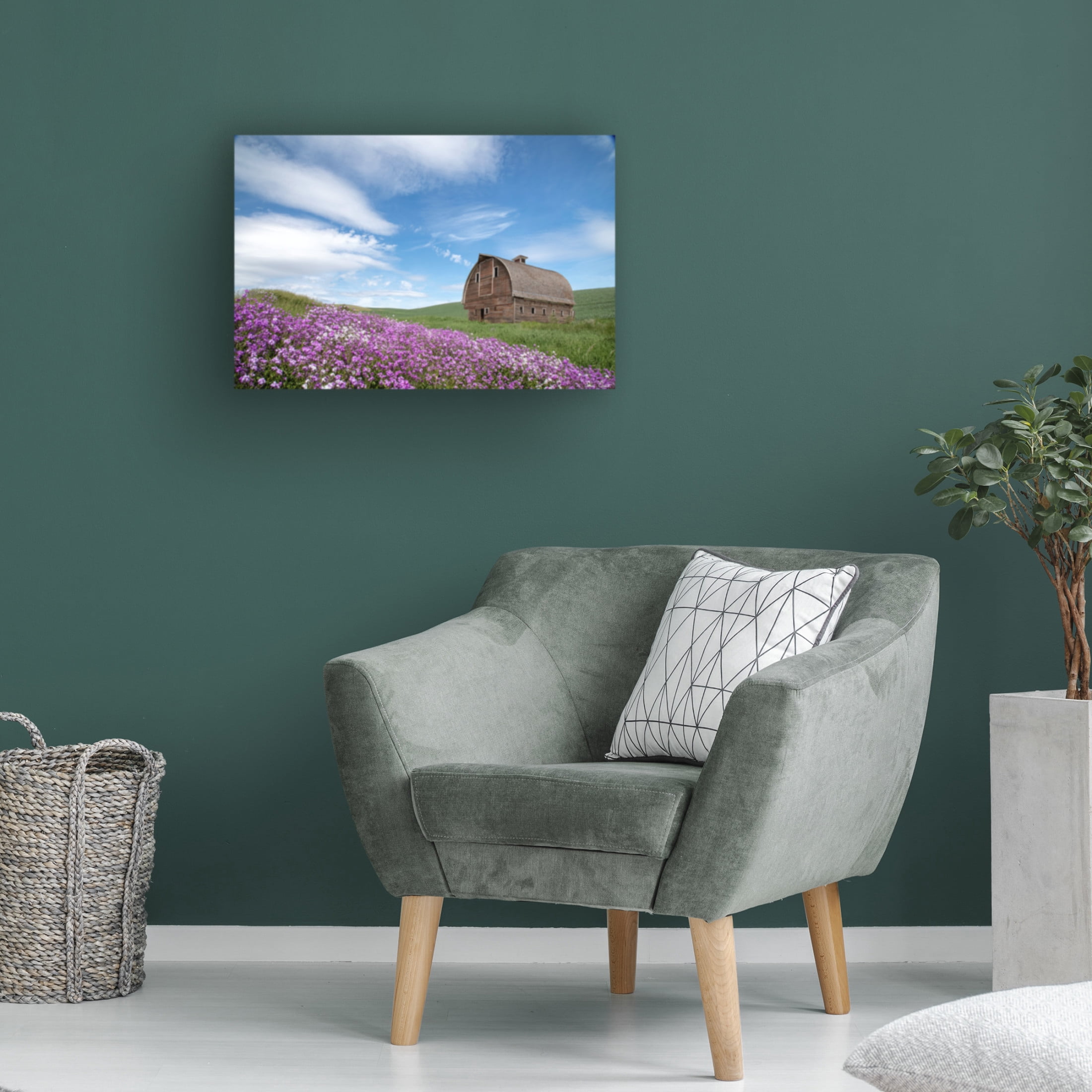 Trademark Fine Art David Drost  Palouse Barn and Flowers II Canvas Wall Art