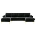 thumbnail image 2 of 110" U-Shaped Sectional Sofa, 4-Seater Modular Sofa Couch with Double Chaises, Velvet Accent Sofa with Golden Metal Legs & Armrest Pillows, for Living Room, Apartment and Office,Black, 2 of 9