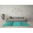 thumbnail image 3 of Ahgly Company Machine Washable Indoor Rectangle Solid Turquoise Blue Modern Area Rugs, 7' x 10', 3 of 4