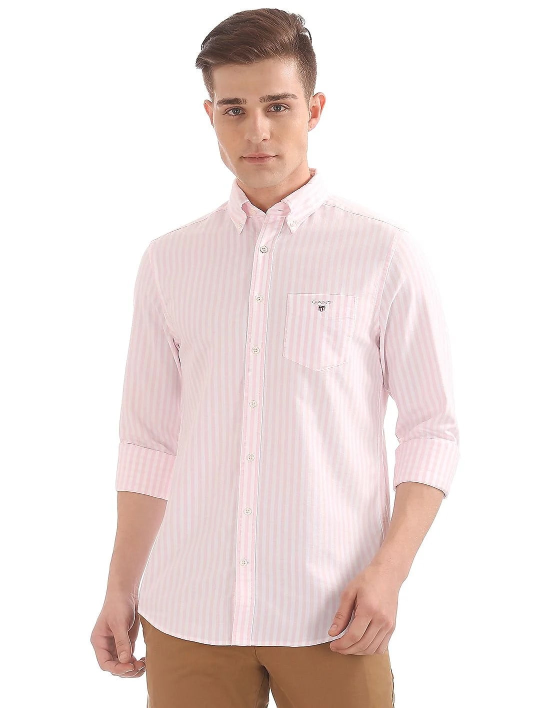 GANT Men's Light Pink Regular Fit Oxford Banker Shirt 3041100 Size ...