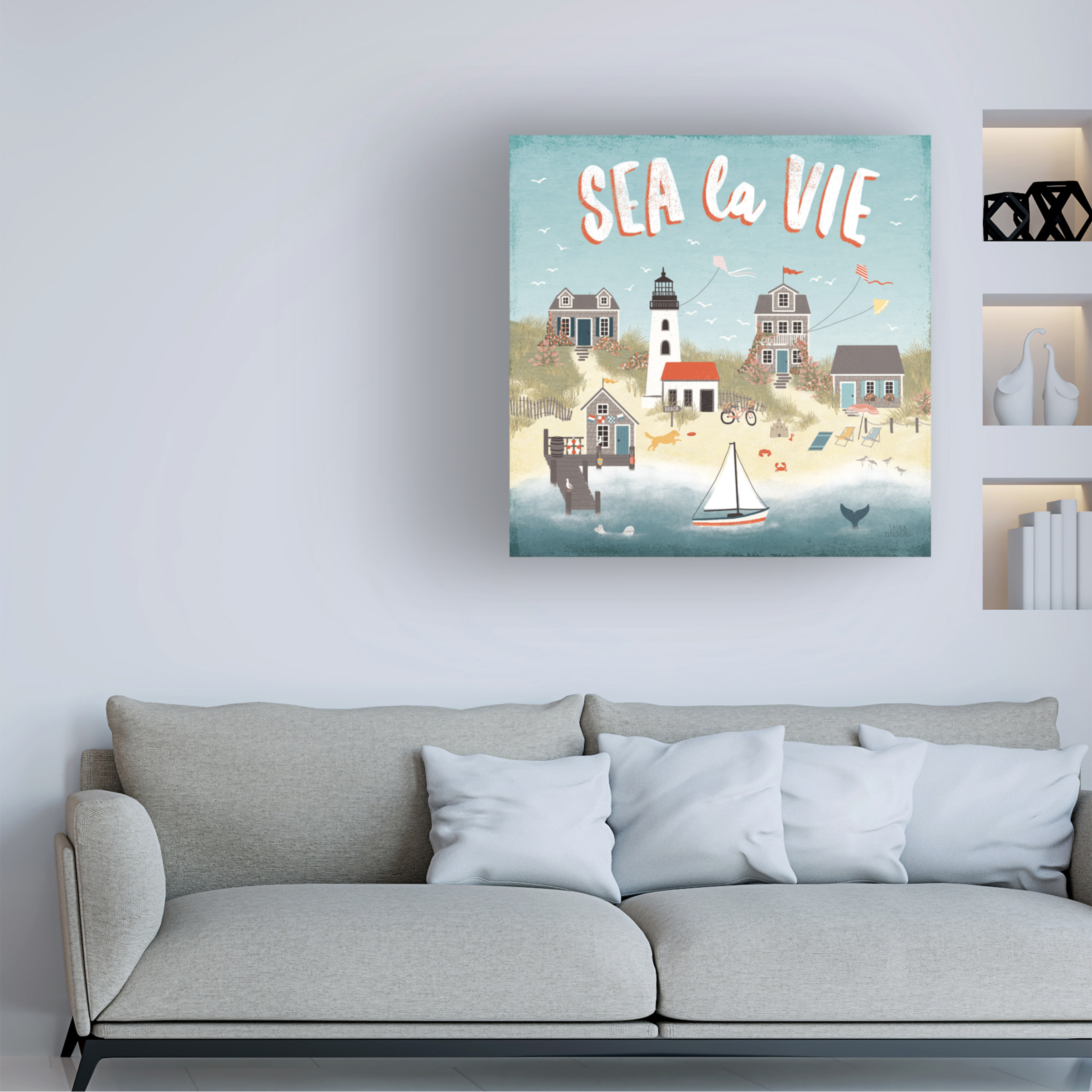 Laura Marshall 'Seaside Village III' Canvas Art