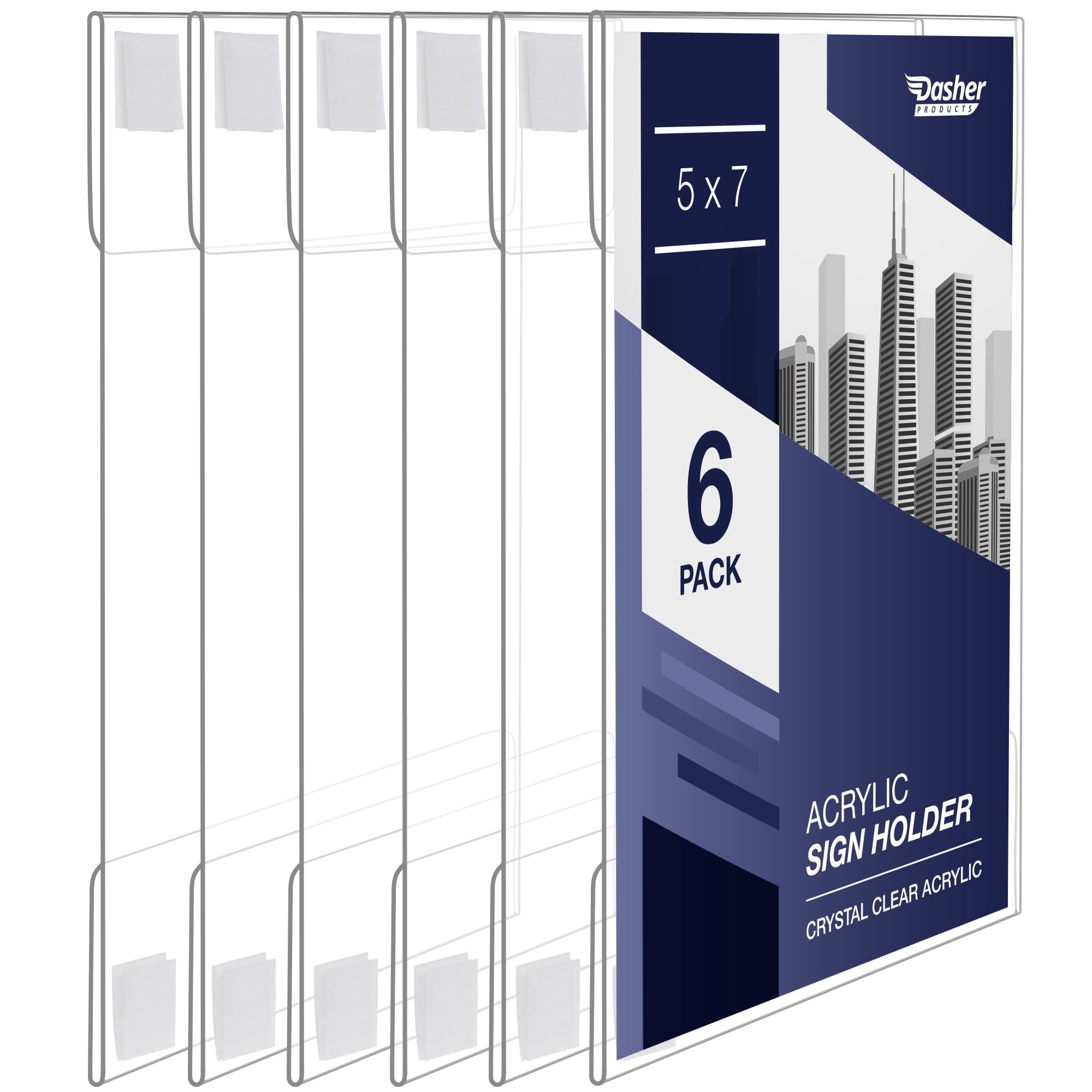 Double-Sided Picture Frame 5x7, 6-Pack Acrylic Clear Frames for Photos, Table Menu Stand, Portrait Ad Display, Bottom-Load Display, and Table Numbers for Weddings or Events