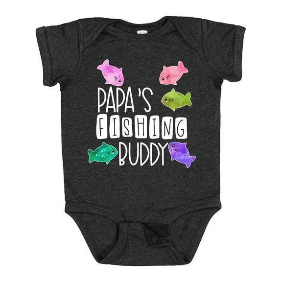 Inktastic Papa's Fishing Buddy with Colorful Fish Boys or Girls Baby Bodysuit