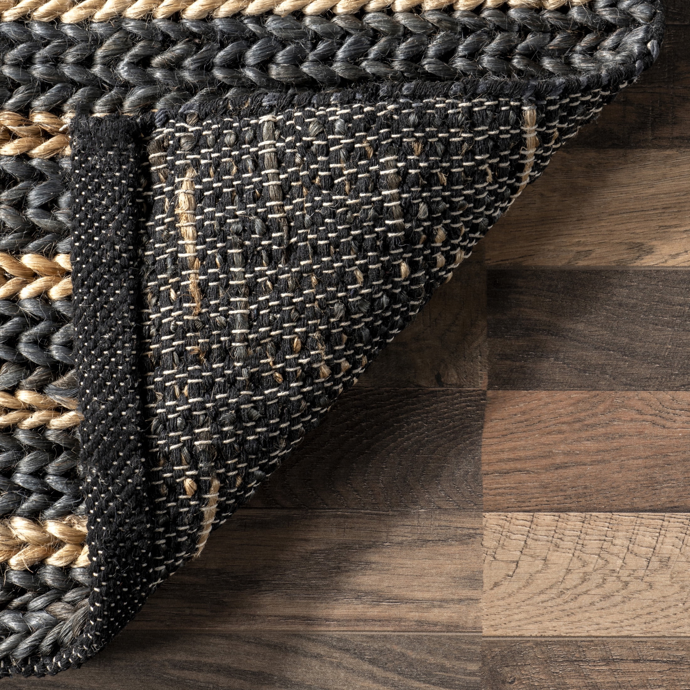 Rugs USA Grassland Handwoven Jute Area Rug, 9' 6" x 13' 6", Liess Black