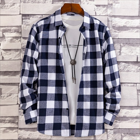 Dpytoraw Men's Slim Fit Long Sleeve Plaid Casual Shirt / Youth Fashion Long Sleeve Shirt Men’s Work Shirts