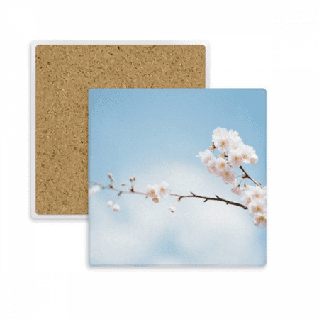 

Plum Blossom Blue Sky Clouds Square Coaster Cup Mat Mug Subplate Holder Insulation Stone