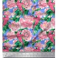 thumbnail image 1 of Soimoi Cotton Voile Fabric Leaves,Rose & Parrot Bird Fabric Prints by Yard 56 Inch Wide, 1 of 1