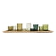 thumbnail image 1 of Bandeja de madera Creative Co-Op con 9 portavelas de vidrio verde, 1 of 1