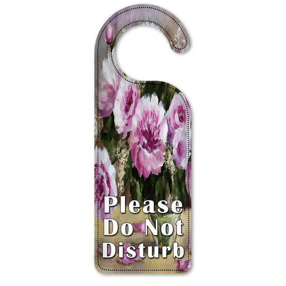 Do Not Disturb Door Knob Hanger Sign - Purple Flowers in a Vase