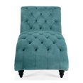 thumbnail image 2 of Classic Velvet Button Tufted Chaise Lounge, Armless Recliner Chair Sofa with Nailhead Trim Solid Wood Legs for Living Room Bedroom Office, 2 of 14