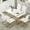 Table+White*6(Gold), variant on JUFU 7-Piece White PU Leather Dining Table Set with Gold Metal Legs, Modern Rectangular Kitchen Table and Chairs for Dining Room