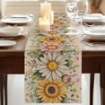 thumbnail image 3 of Table Runners 72 Inches Long Dress Scarves, Vintage Daisy Floral Farmhouse Kitchen/Dining Table Runner, Coffee Tablerunners, Spring Flowers Botanical Leaves Rustic 14x72 Inch, 3 of 9