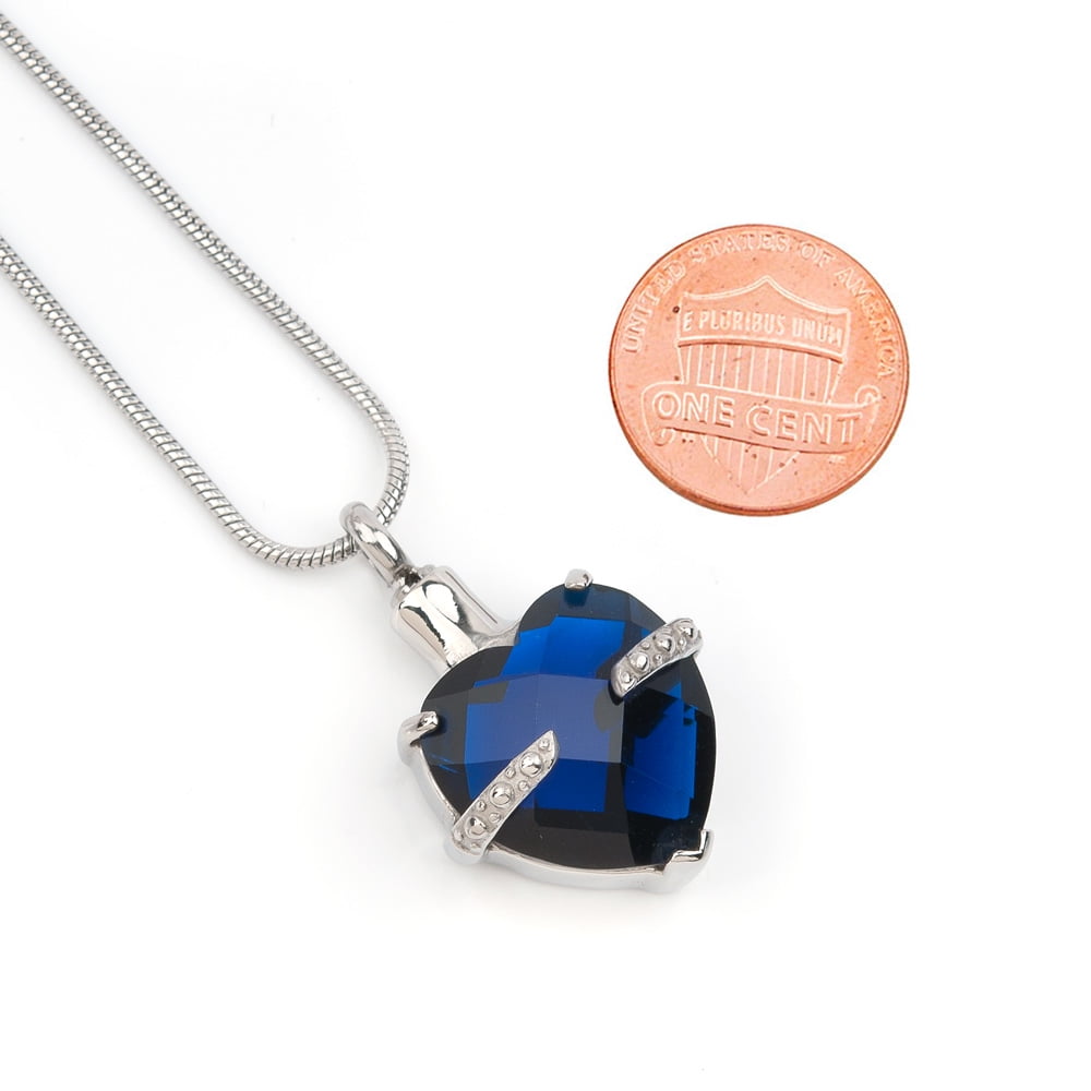 Cremation Urn Necklace For Human Ashes September Birthstone Crystal Heart Heart Memorial Jewelry Keepsake Ashes With Velvet Jewelry Box