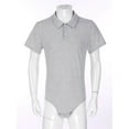 thumbnail image 3 of Yeahdor Mens One Piece Short Sleeve Bodysuit Pajamas Press Button Crotch Romper T-Shirt Nightwear Grey-B M, 3 of 7