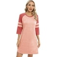 thumbnail image 6 of Women 3/4 Sleeve Sleeve Nightgown Loose Fit Sleepshirt Spring Fall Sunmer Calf-Length Soft House Dress Round Neck Comfy Sleepwear Loungewear, Pink S-3XL, 6 of 9