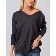 thumbnail image 2 of URBAN DAIZY Women's Casual Knit Pullover Lightweight V Neck Batwing Long Sleeve High Low Knitted Top Loose Fit Sweater A12_MAS1444 Charcoal M/L, 2 of 6