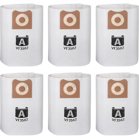 6 Pack Replacement 23743 VF3502 Vacuum Bags Compatible with Ridgid 12-16 Gallon Vacuum WD1950 WD1956 WD1850 WD1851 RV2400HF WD1450 WD1680 WD1270