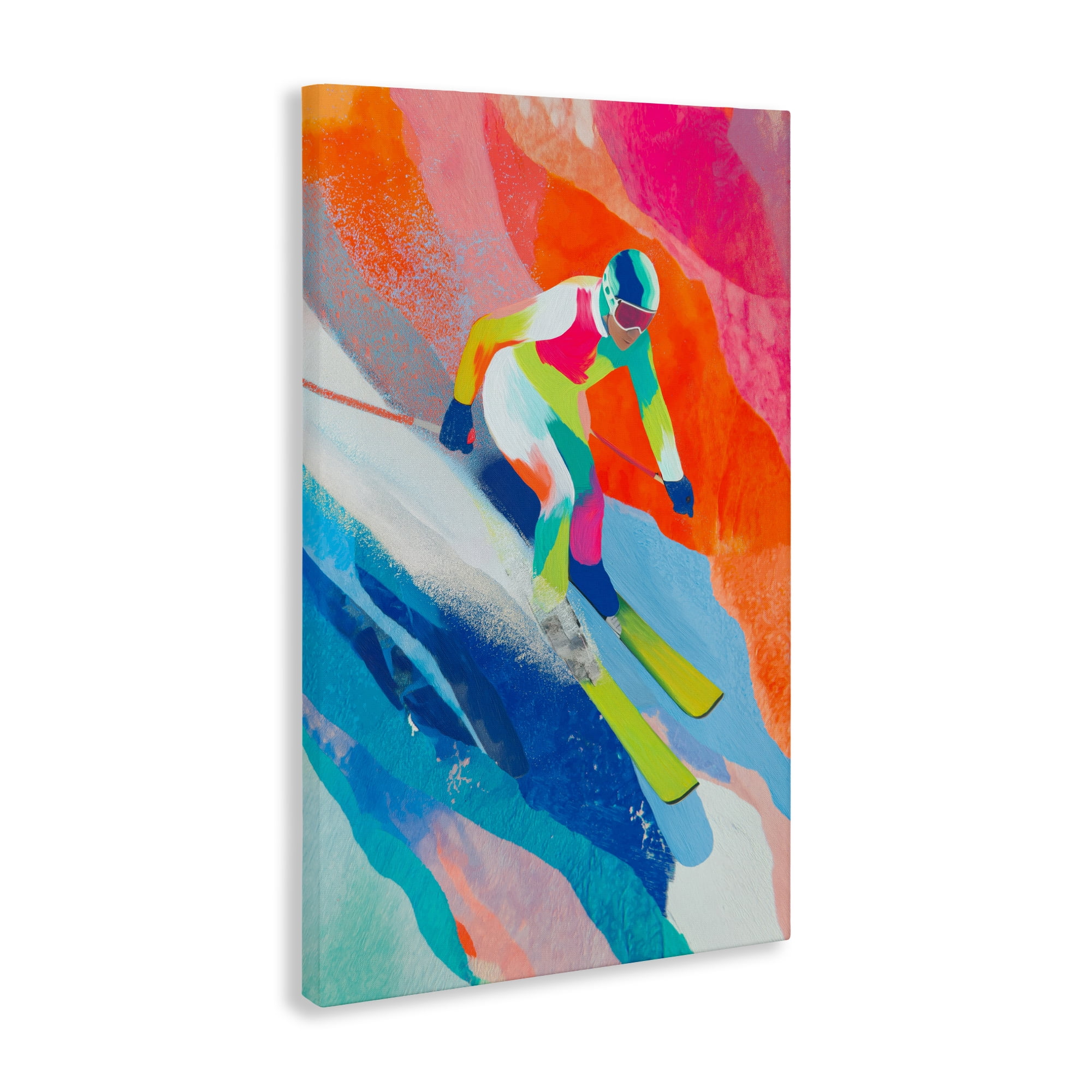 Stupell Industries Skiing Down Neon Slopes Canvas Wall Art, design by Chromatic Storm Studio