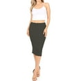 thumbnail image 5 of Women's Casual High Waist Slim Stretch Pull On Bodycon Pencil Solid Midi Skirt, 5 of 5