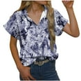 thumbnail image 2 of ALLLIST Womens Tops Short Sleeve Collared Button Down Shirts Leopard Print Blue Casual Shirts Ladie's Tops, 2 of 6