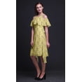 thumbnail image 3 of Bimba Yellow Bird Printed Womens Ruffle Front Cold Shoulder Swing Shift Dress - Small, 3 of 6