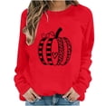 thumbnail image 2 of ZunFeo Womens Crew Neck Red Pumpkin Graphic Long Sleeve Pullover Sweatshirt for Fall Hall-oween Thanksgiving,Size S, 2 of 6