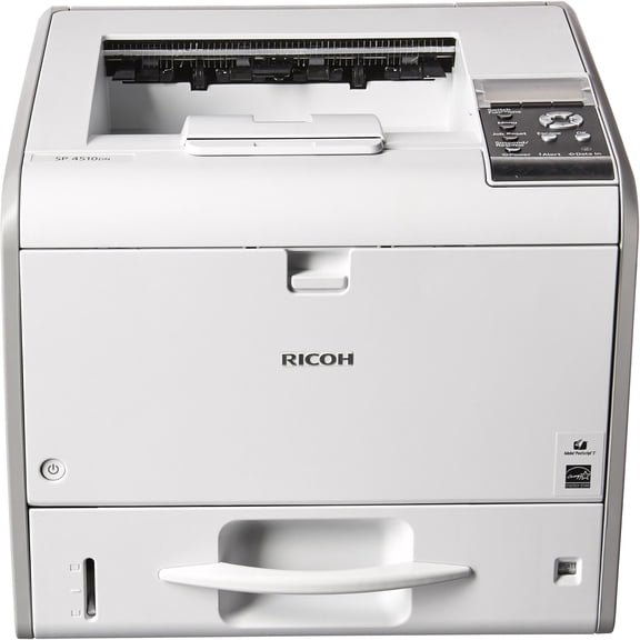 Restored Ricoh SP 4510DN Monochrome LED Workgroup Printer – 42 PPM, 1200 × 1200 DPI, Duplex, USB & Network Ready, Compact Design