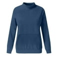 thumbnail image 5 of JUSLIO Womens Blouses with Pockets Solid Shirts Tops Fashion Long Sleeve Turtleneck Shirts Tops Blue S, 5 of 6
