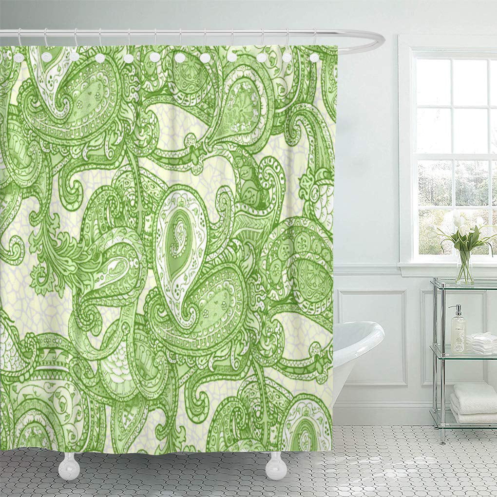 Happy St Patrick's Day clover and grass Shower Curtain Bathroom Fabric & 12hook 