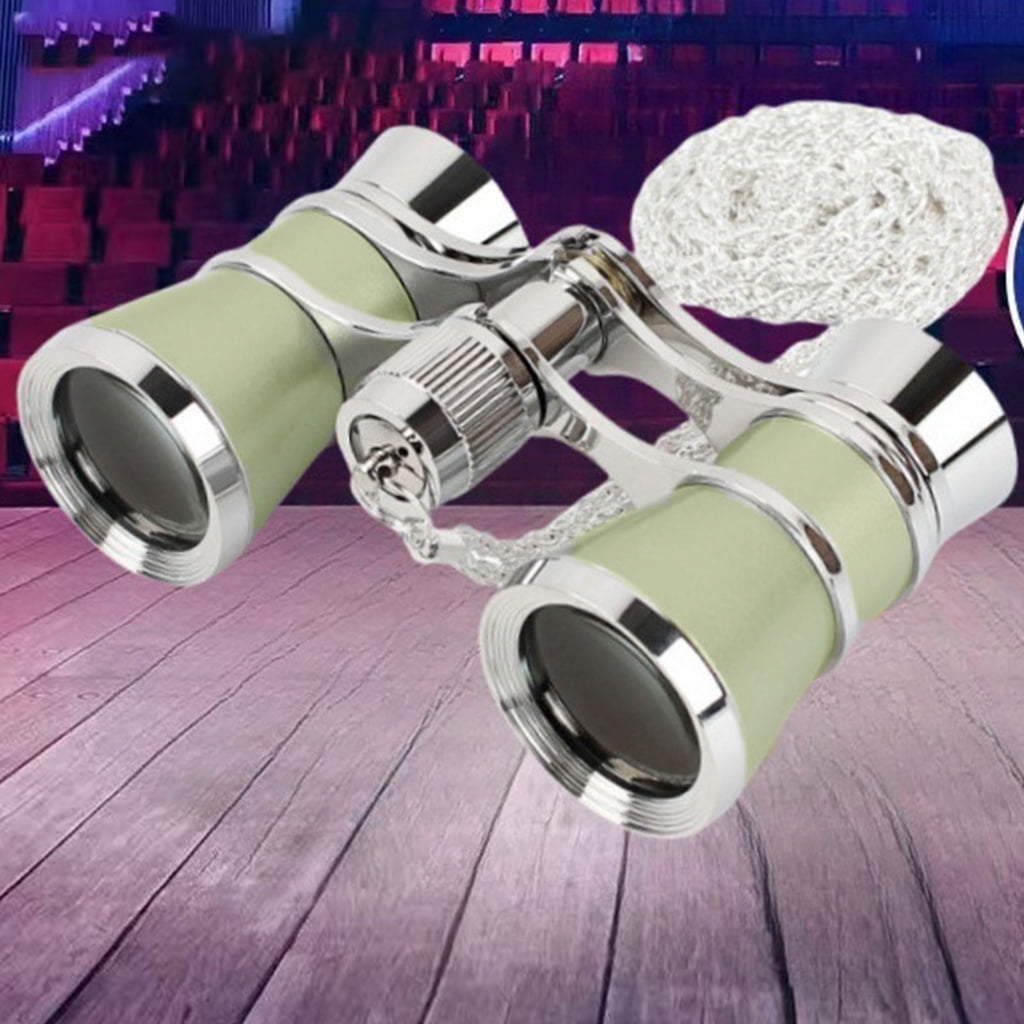 Portable Small Binocular Operas Theater Glasses Metal Operas Glasses with Chain Women Enduring