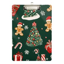FORMRS Acrylic Clipboard with Low Profile Clip Standard A4 Letter Size, 12.5" x 9", Yellow Christmas Gingerbread