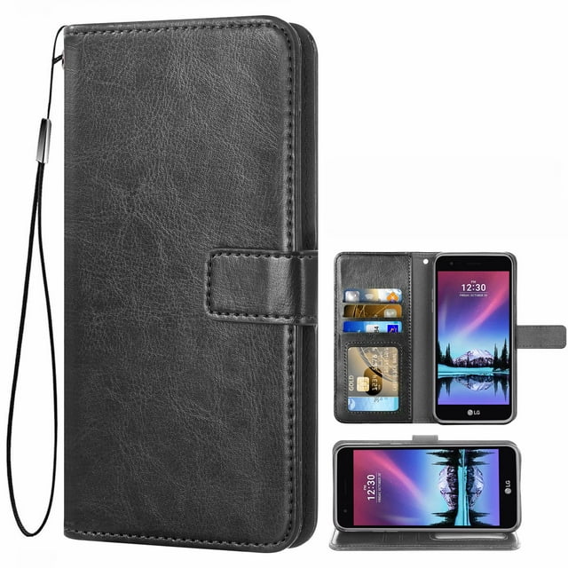Mobile Phone Cover for Lg K4 2017, Cover Premium Pu Leather Tpu Flip Case Magnetic Closure Card Compartment Stand Function Wallet with Lanyard Protective Cover