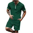 thumbnail image 1 of Shorts Courts pour Hommes Pantalons pour Hommes Décontractés Mode Hommes Manches Courtes Col Rabattu Pantalons Survêtement Deux Pièces Manches pour Hommes Pantalons pour Hommes Mode, 1 of 9